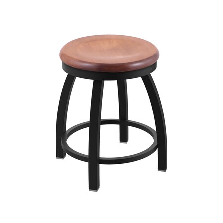 Holland Bar Stool Co 18" Swivel Vanity Stool, Black Wrinkle, Med Maple Seat 80218BWMedMpl